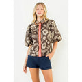 Bronson THML Two Tone Floral Print Short Sleeve Top