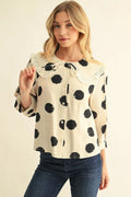 Isobel Ivory Polka Dot Peasant Top