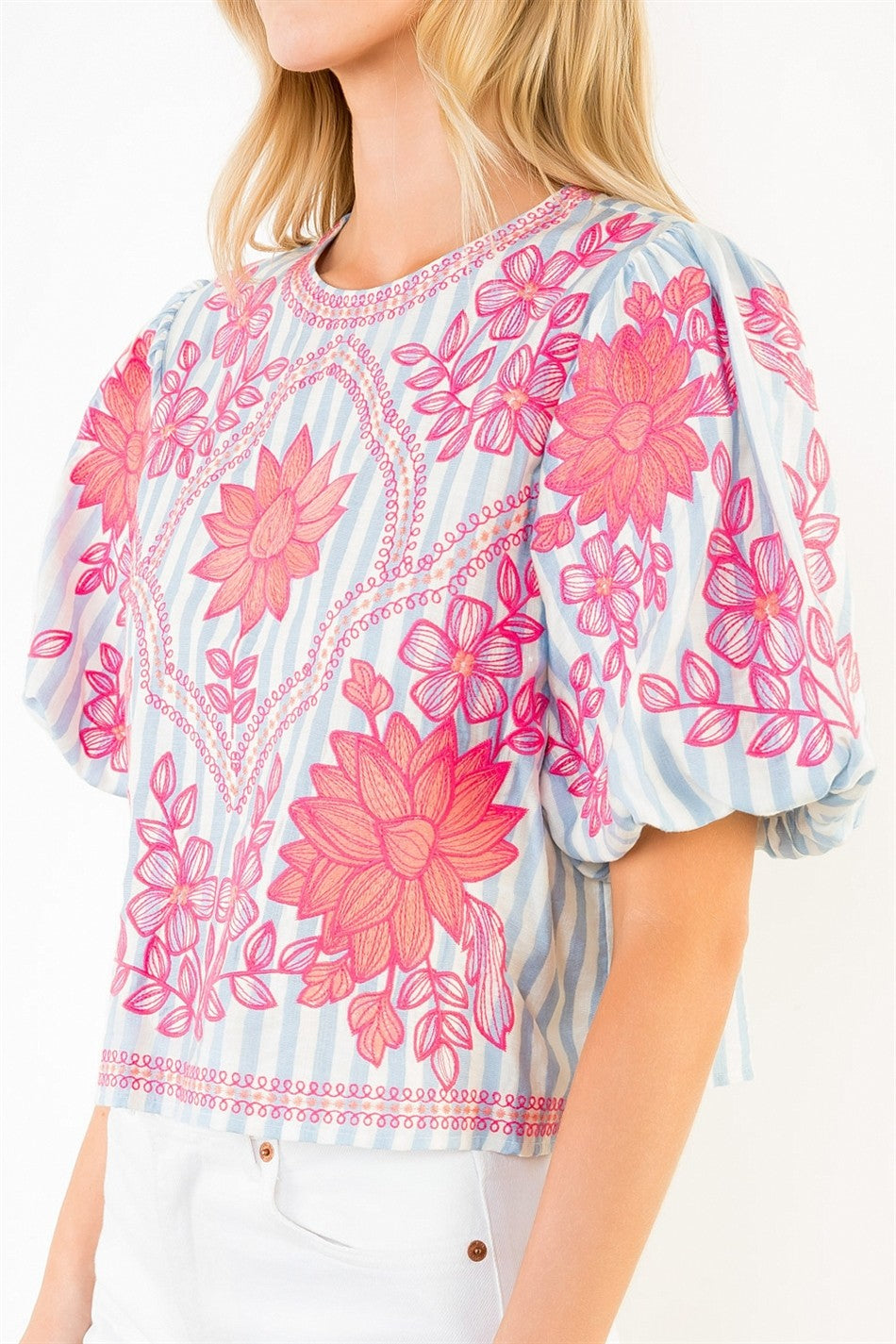Valerie Striped Embellished Top