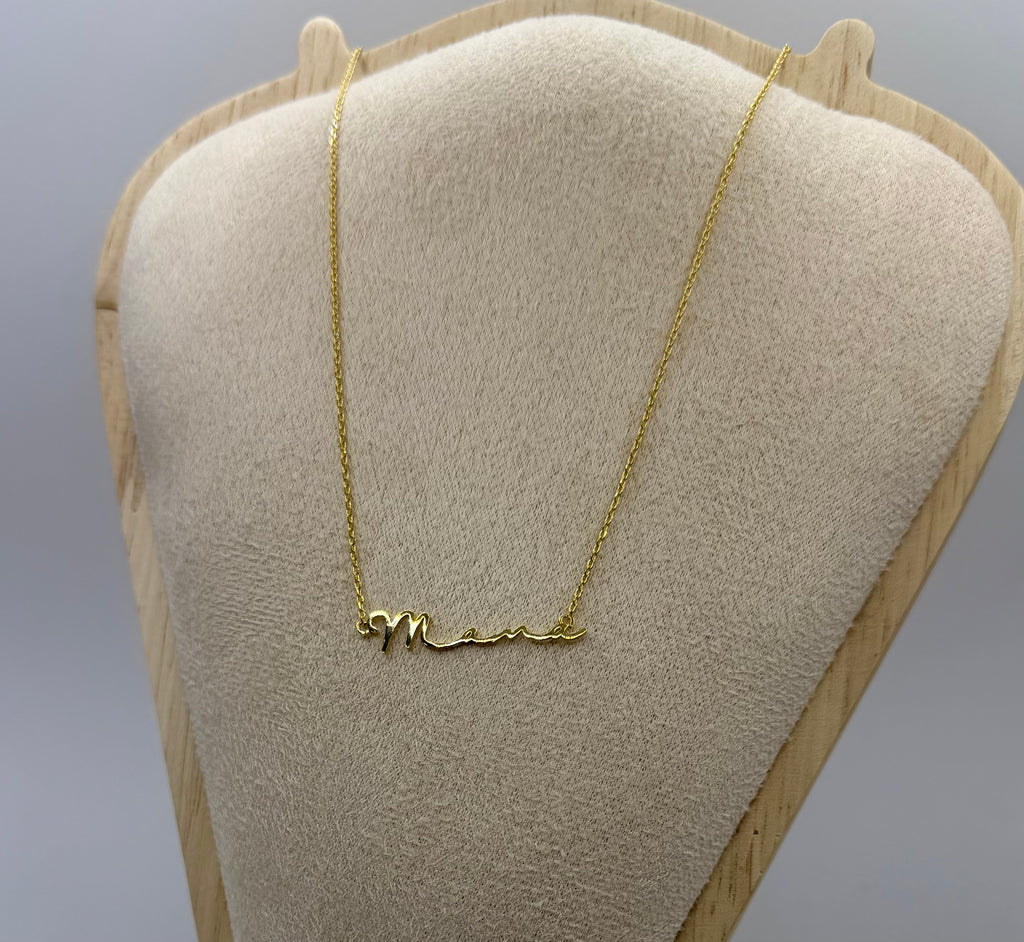 Mama Script Mini Dainty Necklace