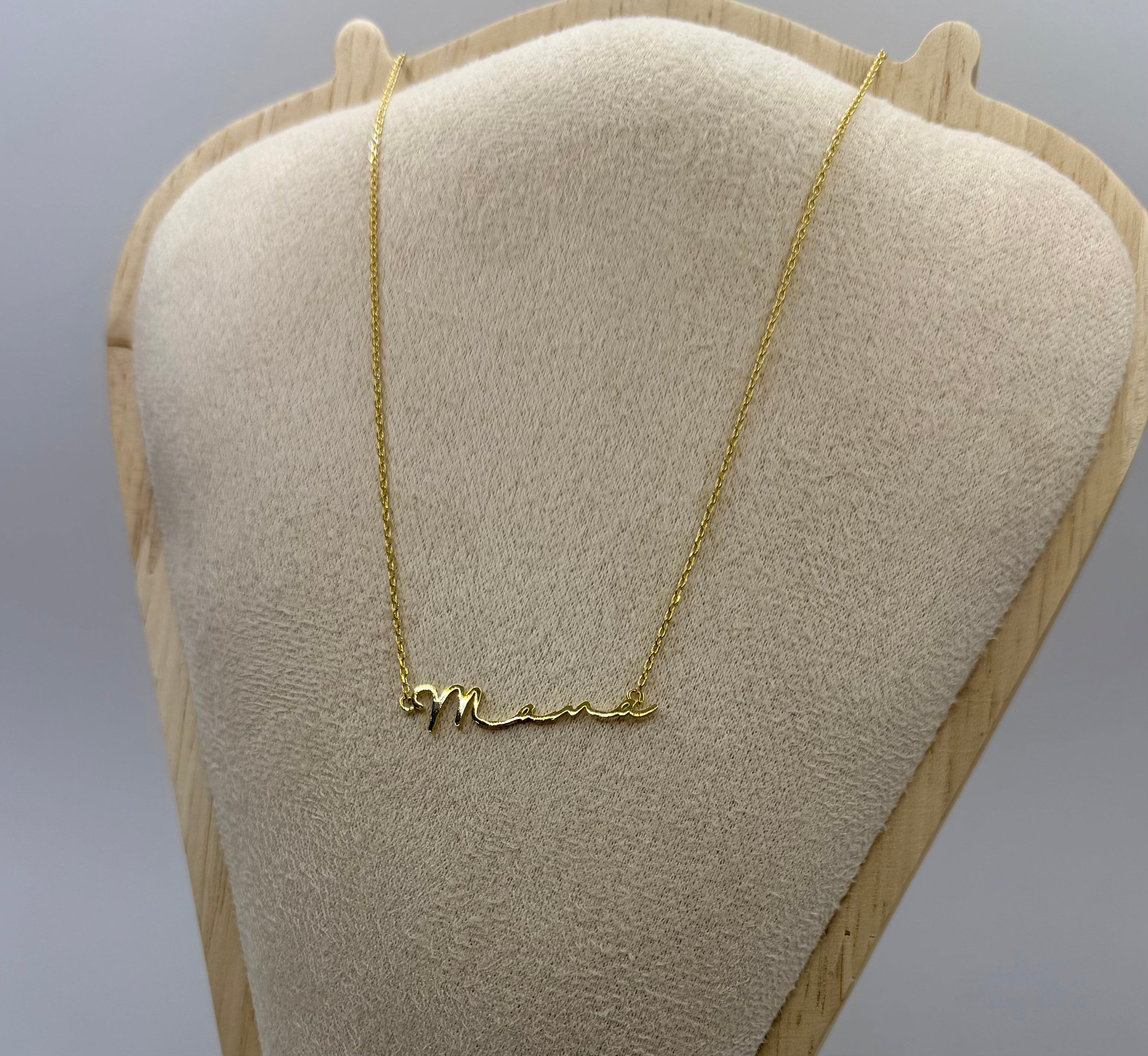 Mama Script Mini Dainty Necklace