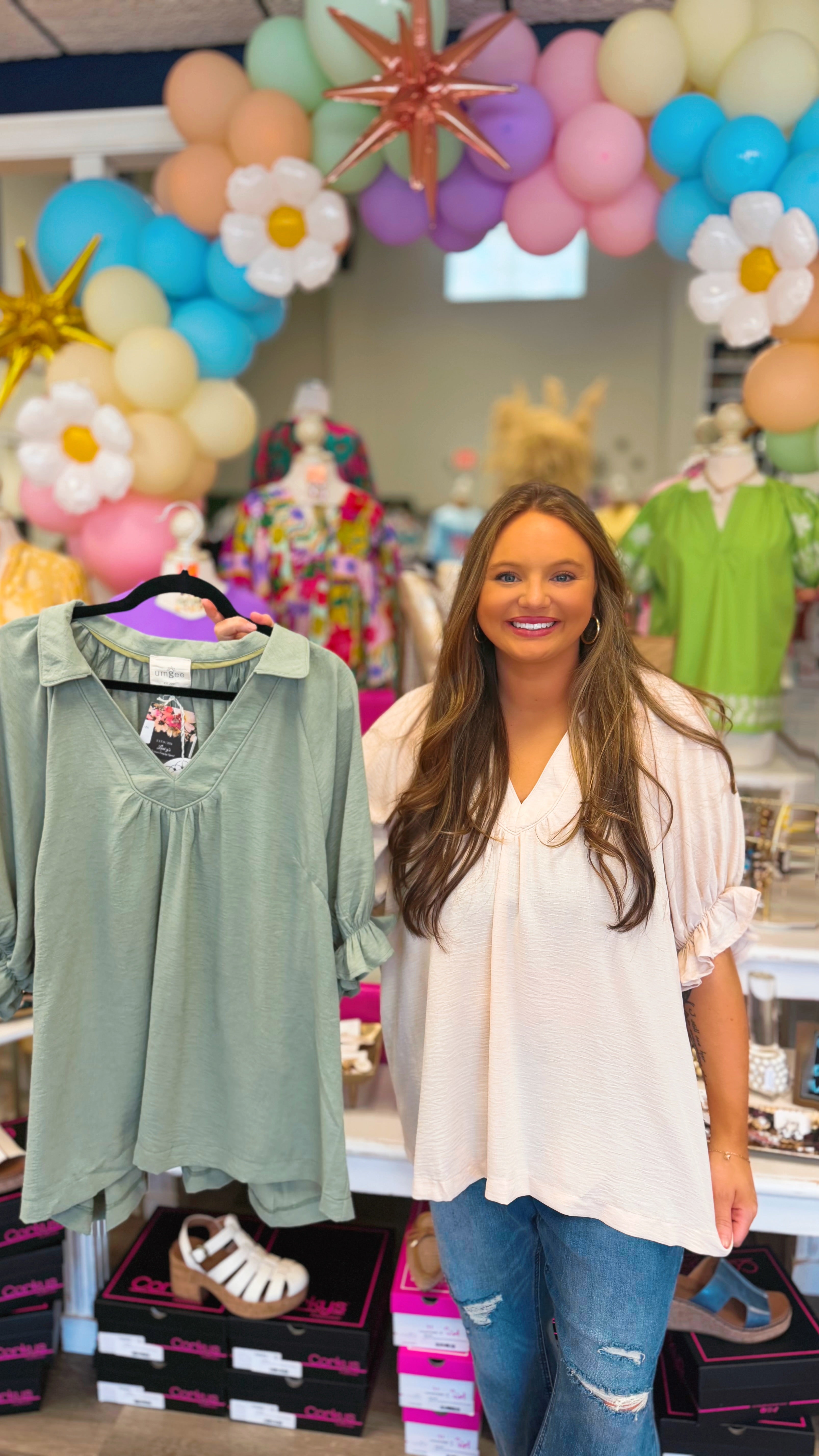 Curvy Samantha Solid Collared Top