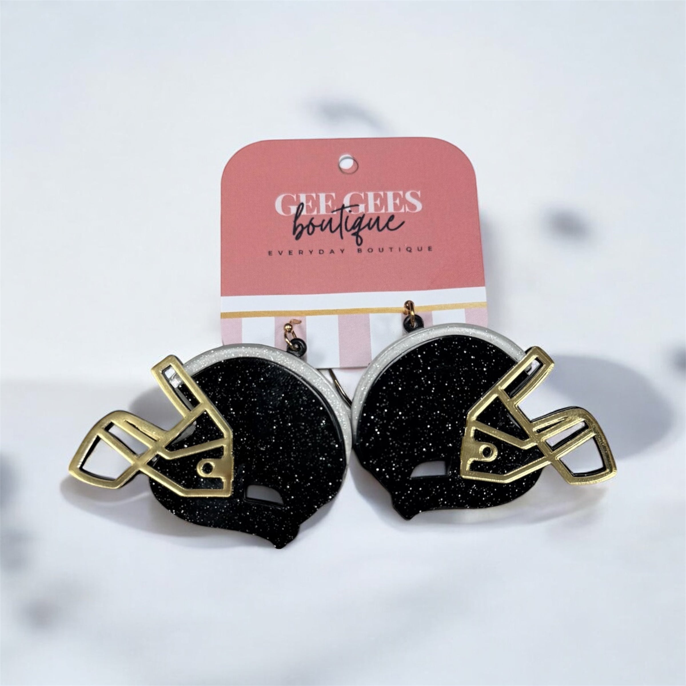 Black And Gold Helment Earrings