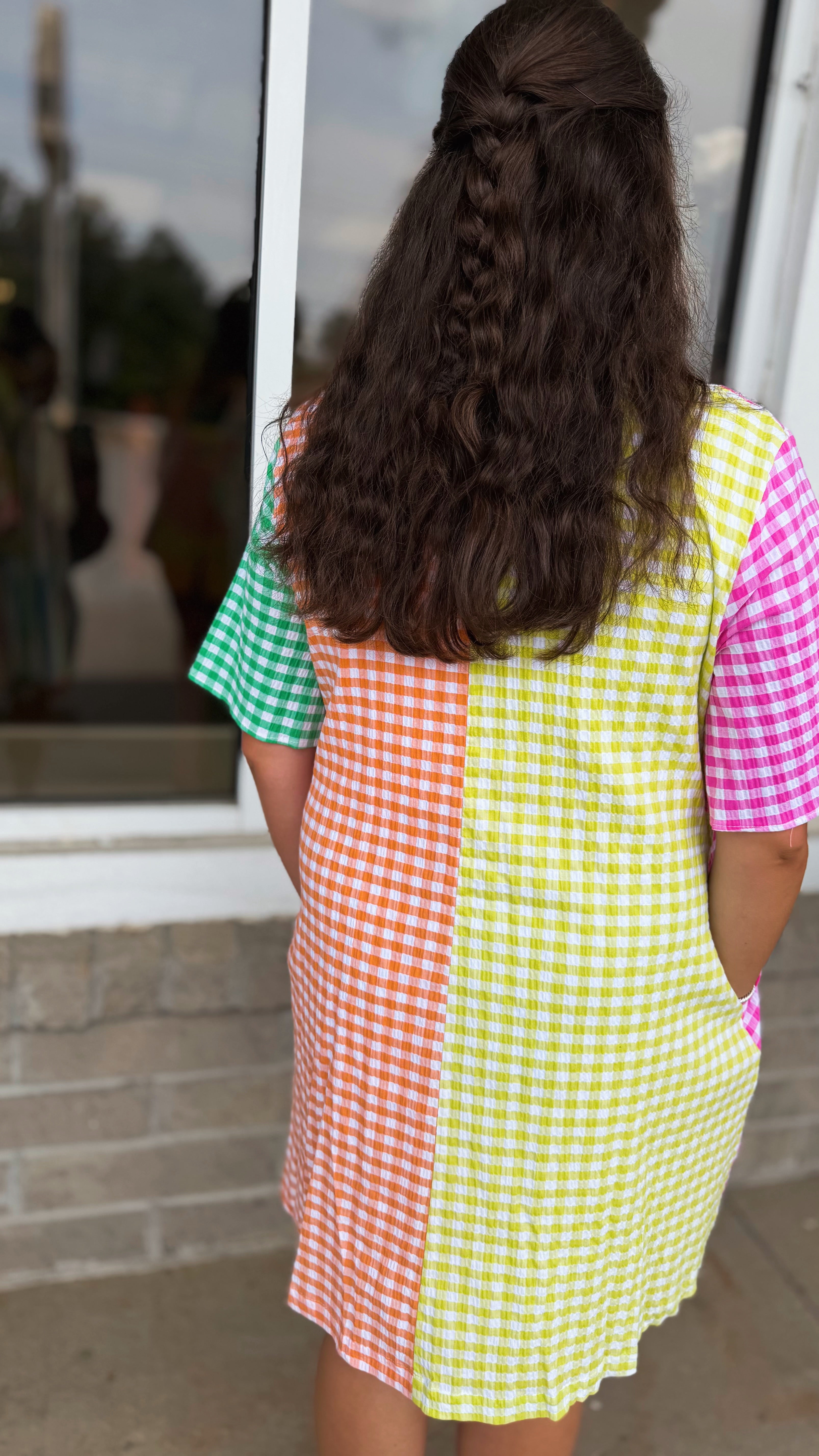 Olivia Multi Seer Gingham Adrienne Dress