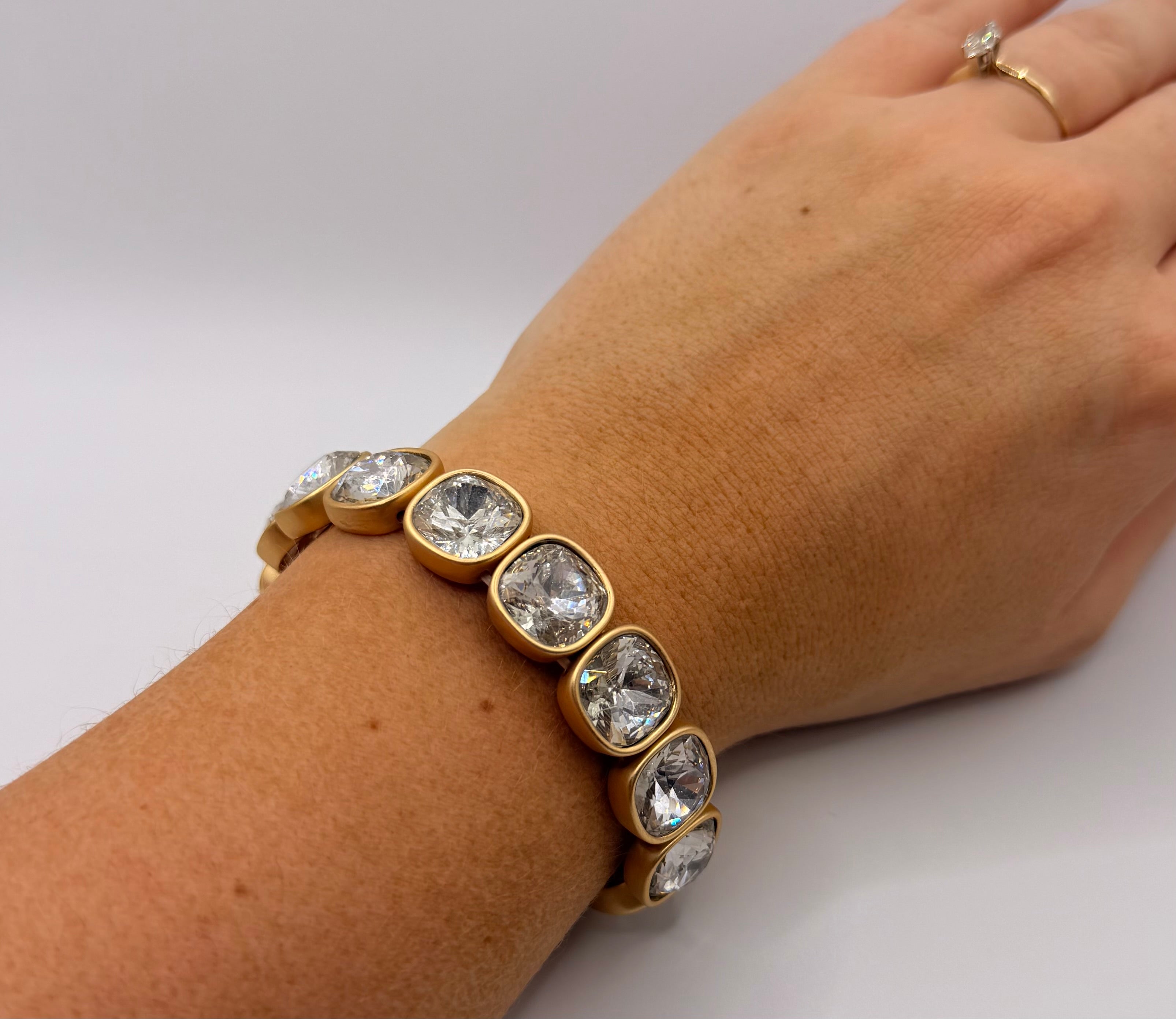 Square Rhinestone Stretch Bracelet