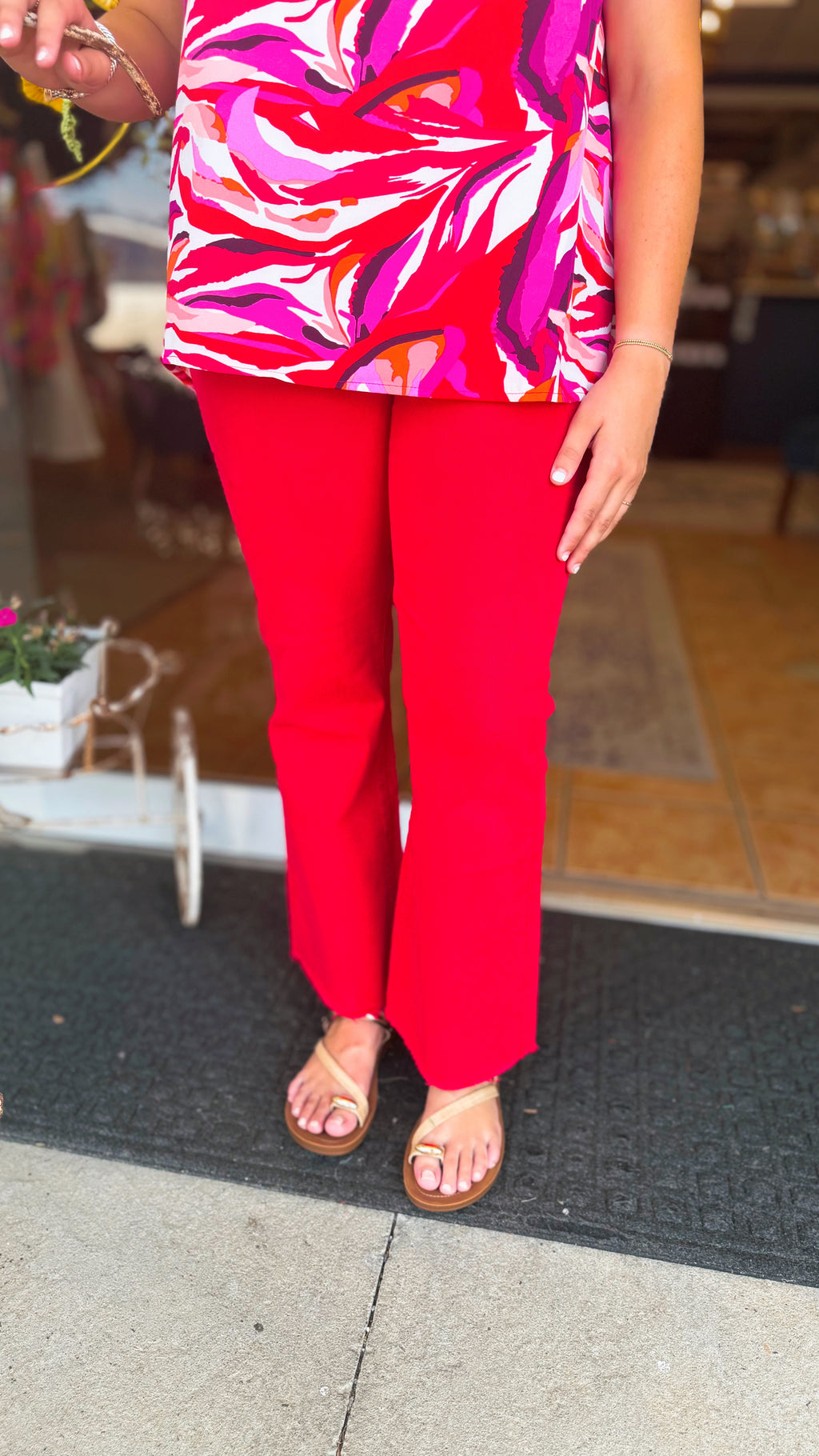 Mica Husker Red High Rise Ankle Flare Jeans