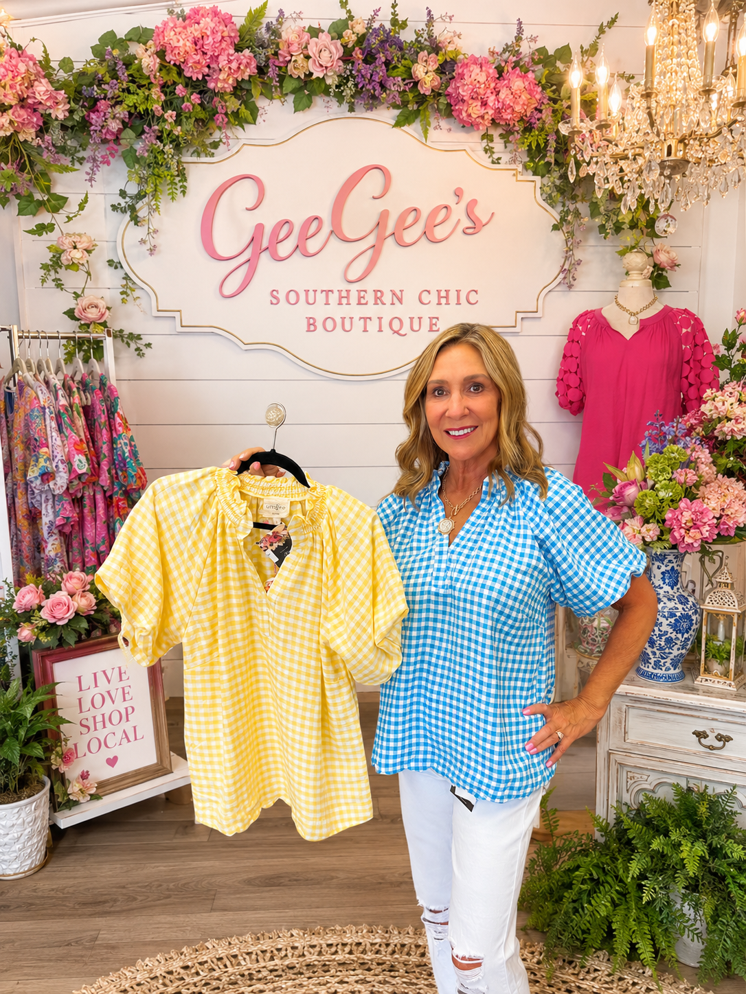 Ella Gingham Scallop Trim Top