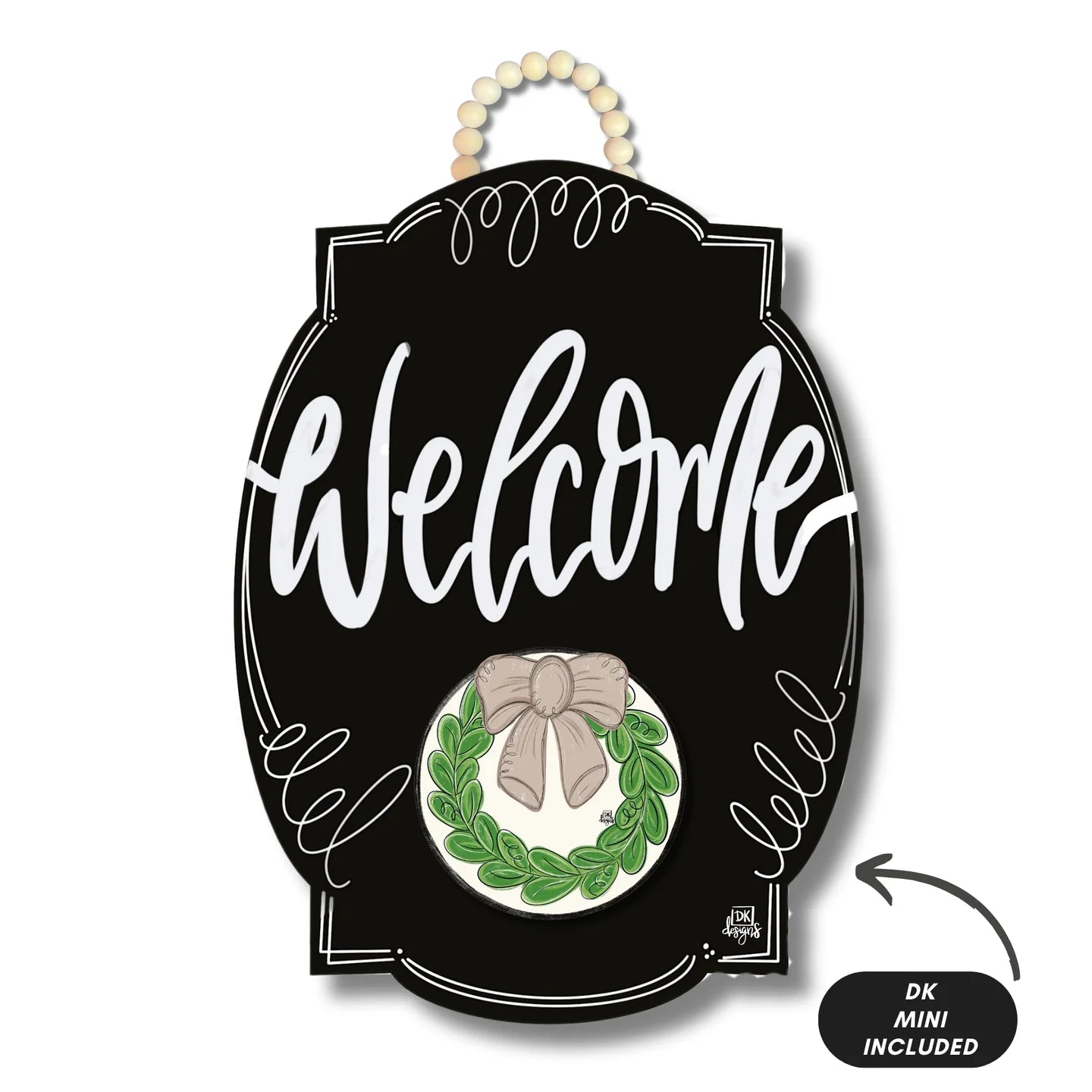 DK Black Bloom Welcome Door Hanger