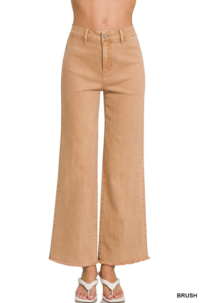 Fannie Frayed Acid Wash Straight wide jeans