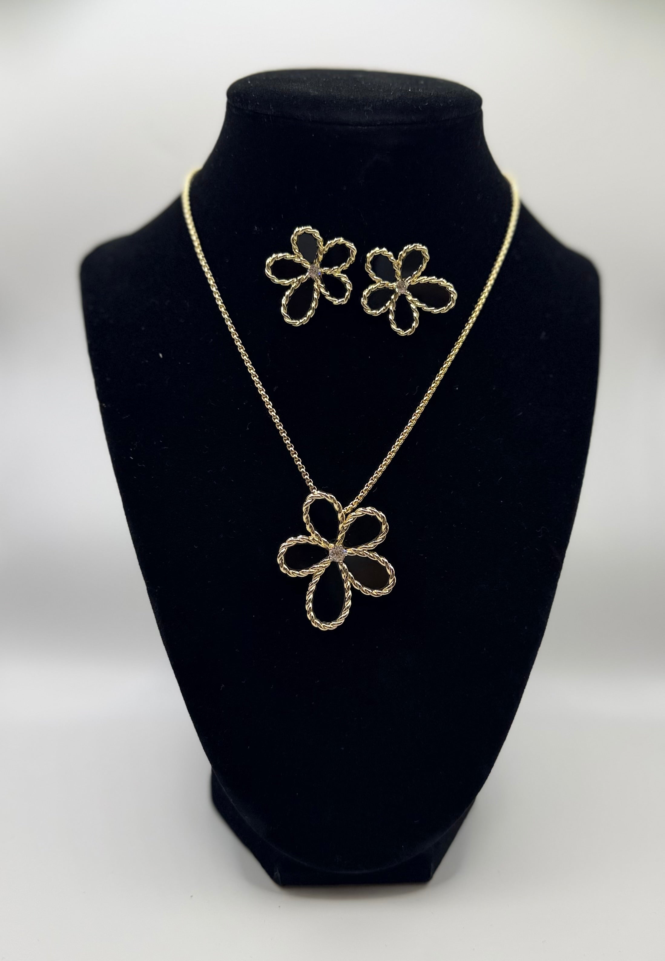 RG Black Flower Earrings