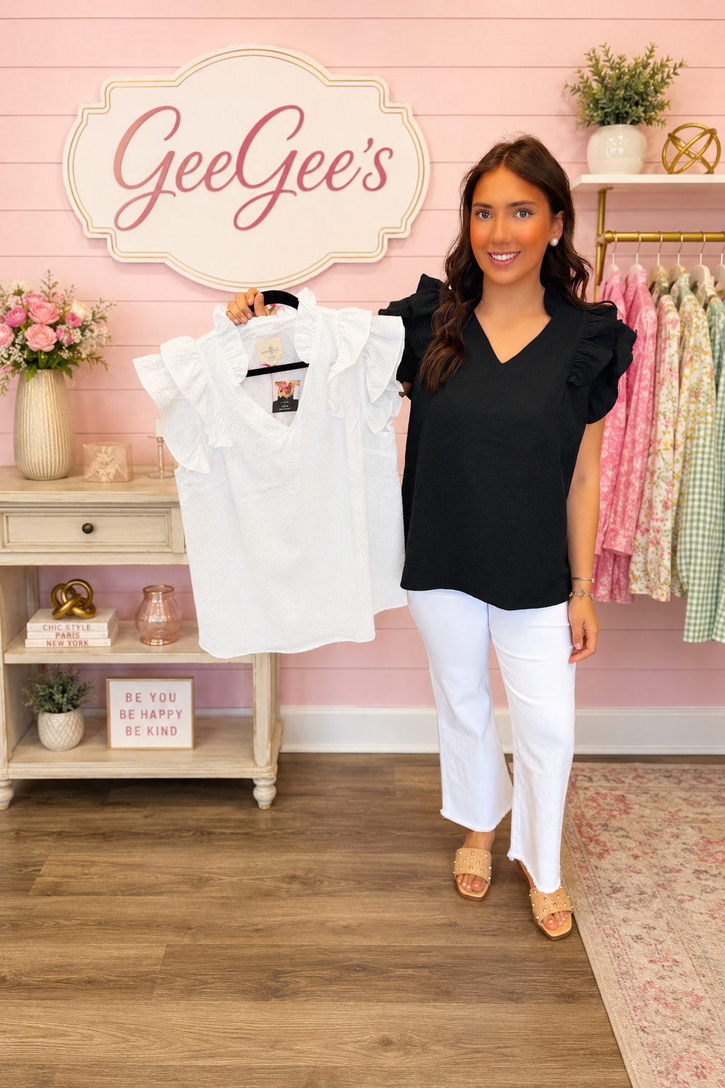 Tiana Textured Ruffle Sleeve Top