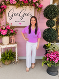 Sloan Pink Seer Gingham Adrienne Top