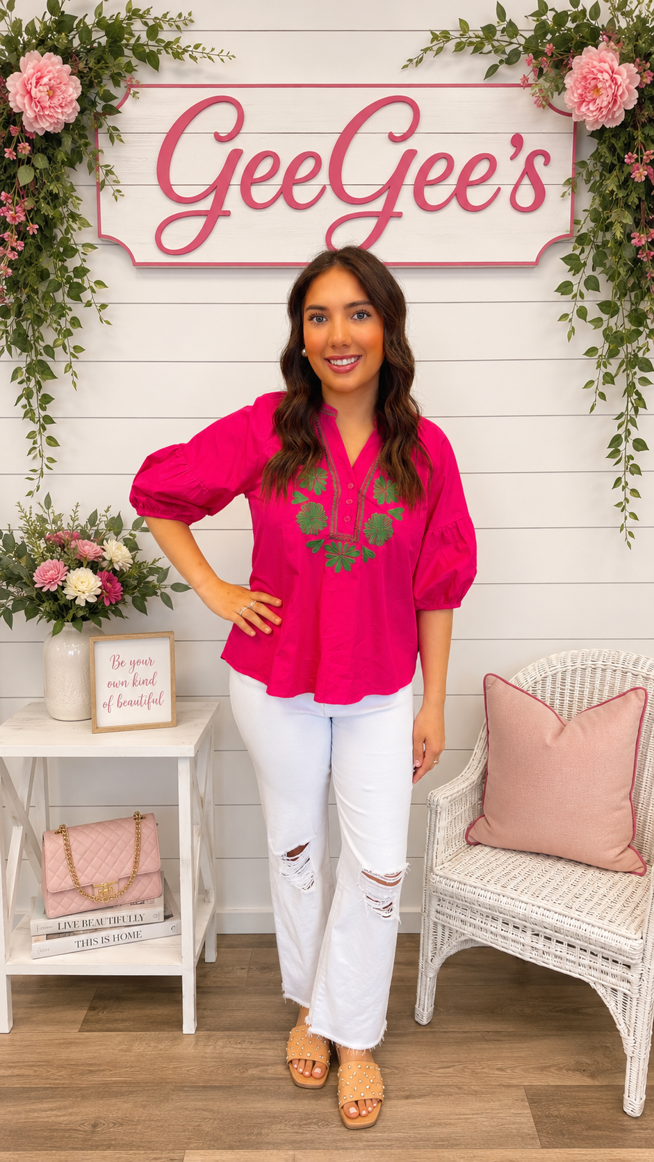 Sasha Floral Embroidered Puff Sleeve Top