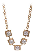 RG Gold Chain with Gold Squares and Pearl Accents 16"-18" Necklace