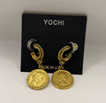 Yochi Queen Elizabeth Coin Earrings