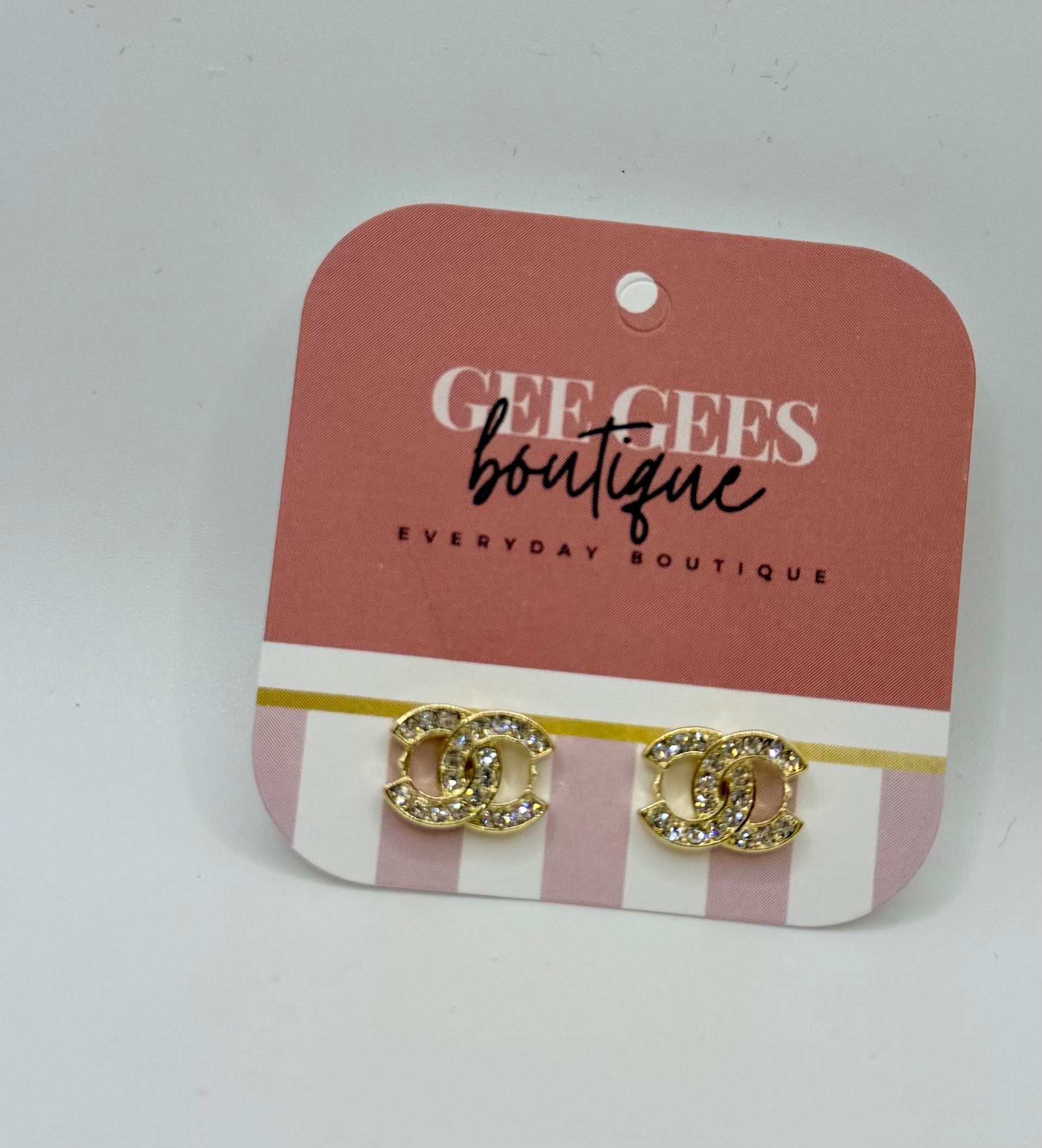 Chanel Dupe Rhinestone Stud Earrings