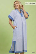 Curvy Brandi Blue Striped Midi