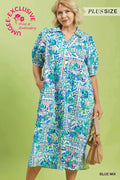 Curvy Franni Folk Art Fun Print Midi Dress