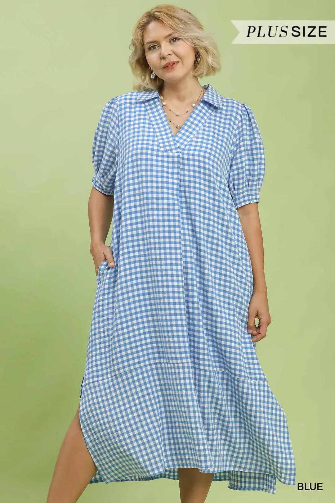 Curvy Gabriella Gingham Midi Dress