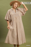 Curvy Glenda Gingham Smocked Midi Dress