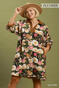 Curvy Paige Poppy Print Mini Dress