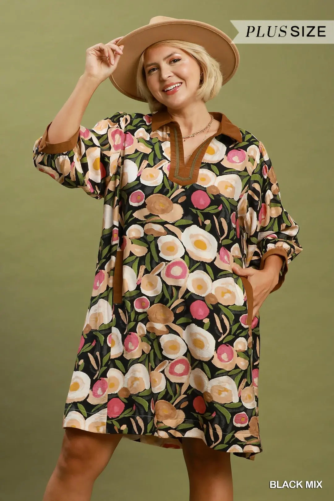 Curvy Paige Poppy Print Mini Dress