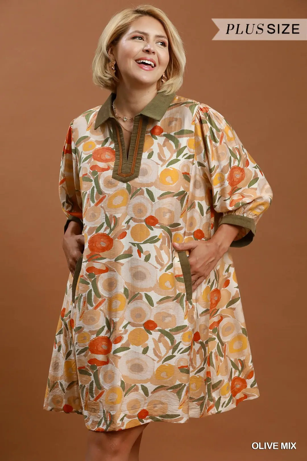 Curvy Paige Poppy Print Mini Dress