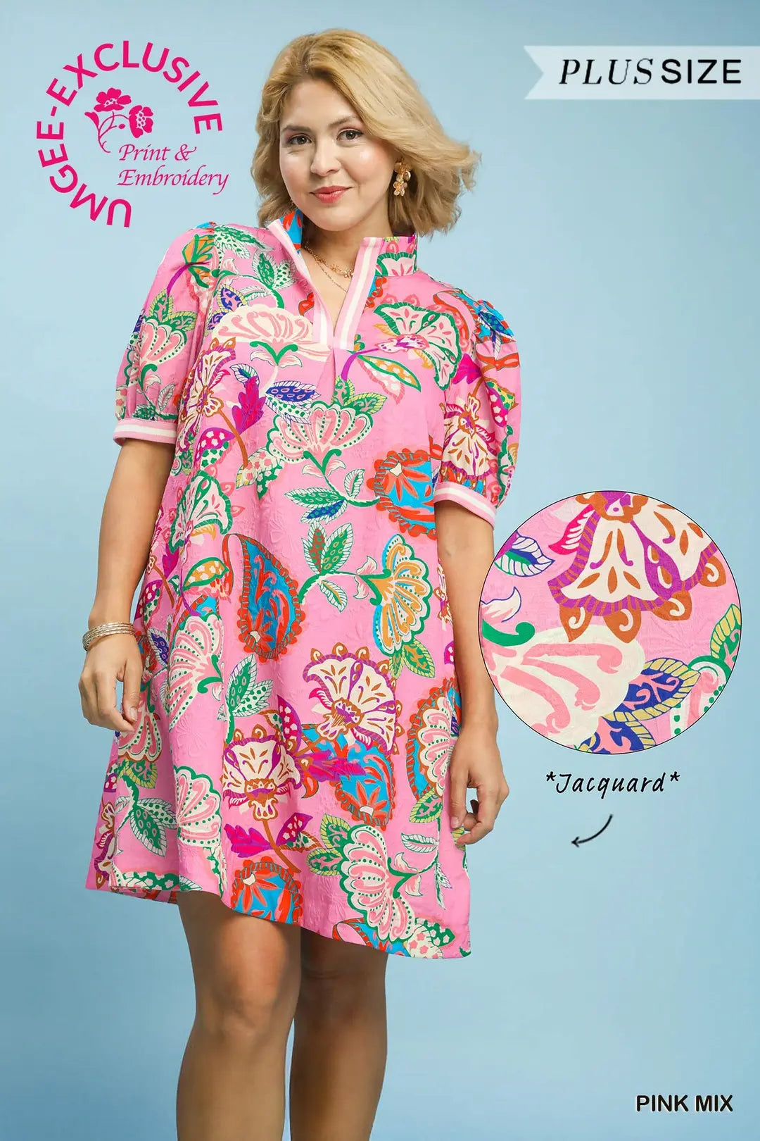 Curvy Pixie Pink Fun Print Mini Dress