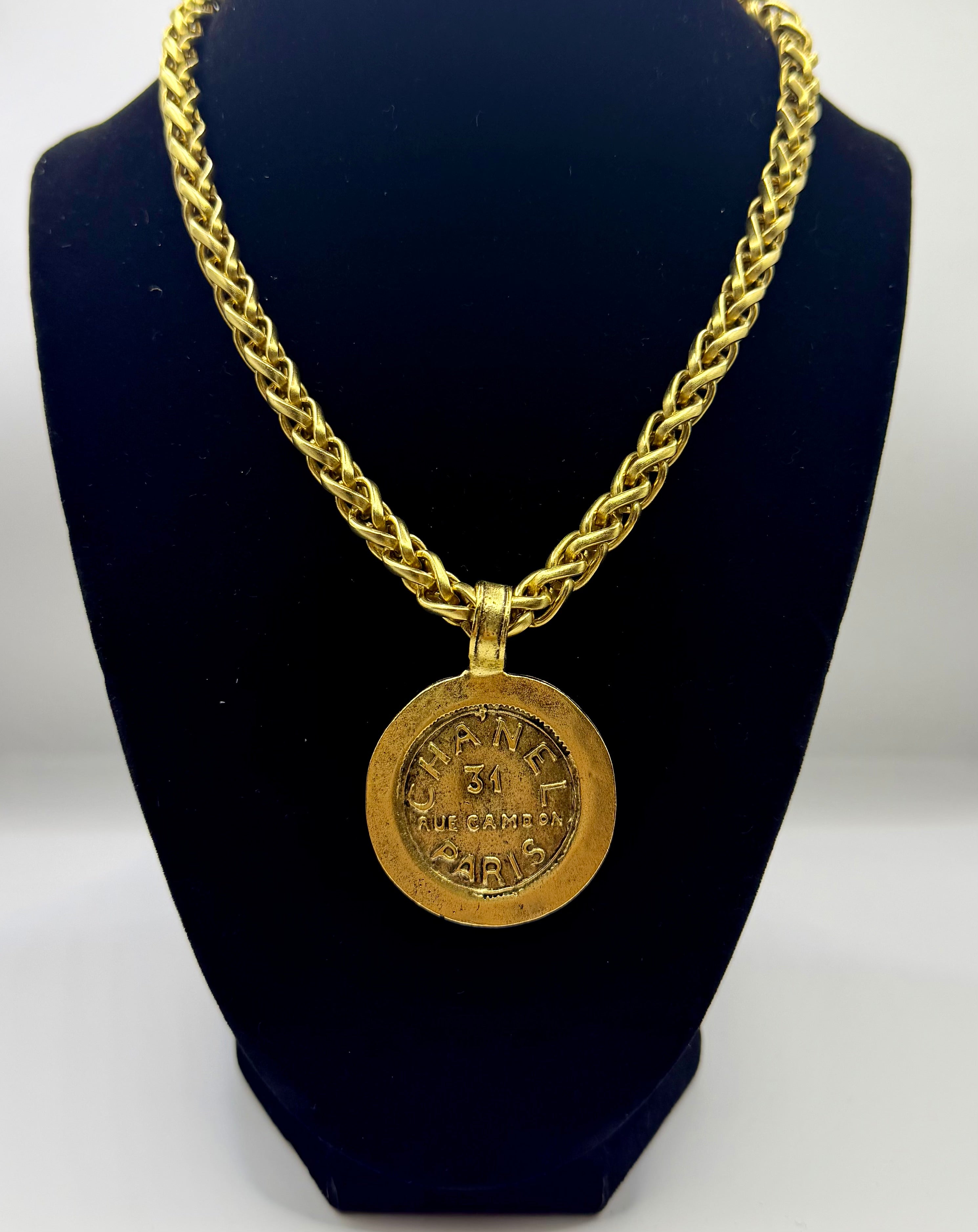 Yochi Chanel Pendant Gold Chain Necklace