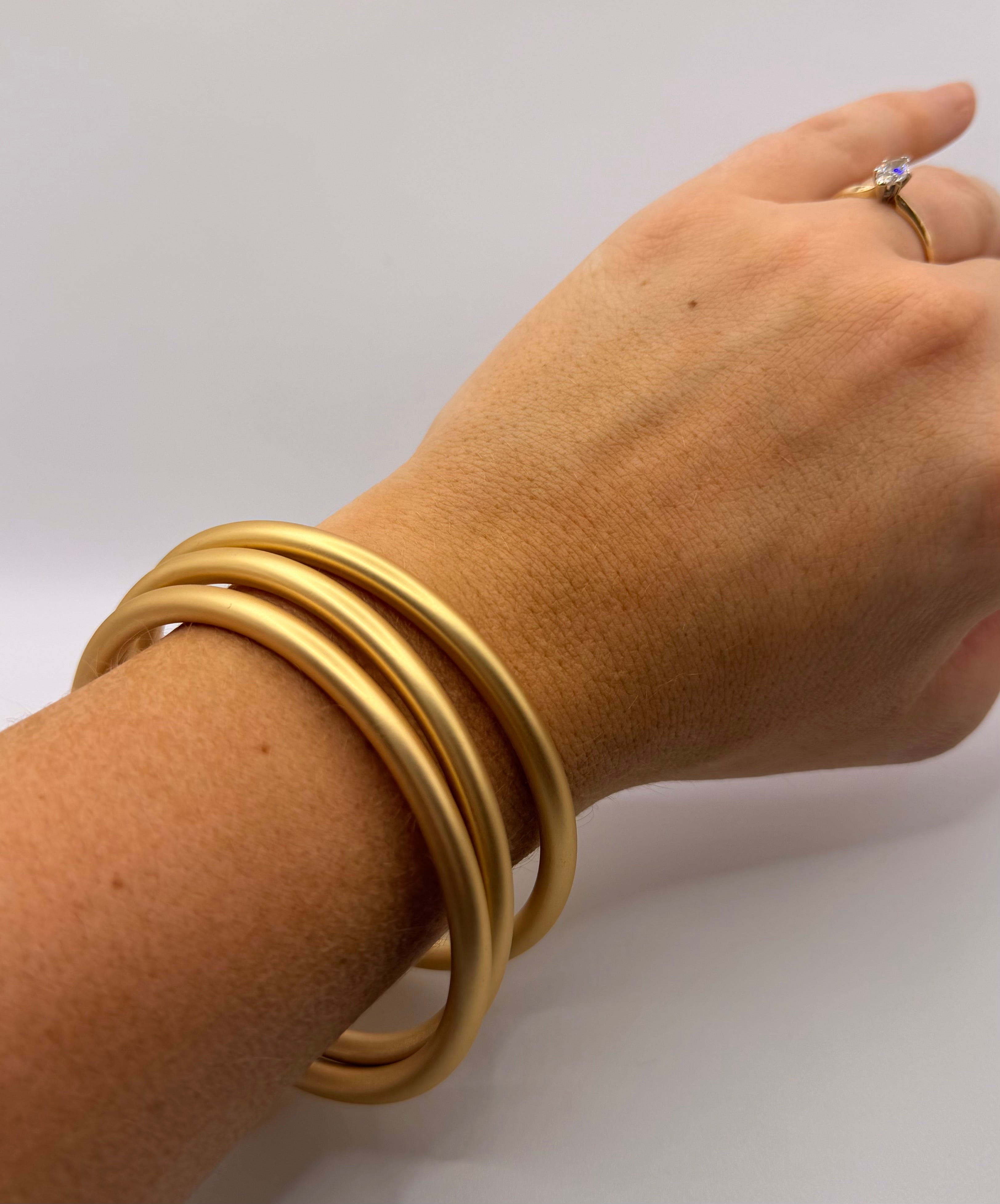 Thin Triple Gold Bangle Set