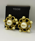 Yochi Abstract Pearl Stud Earrings