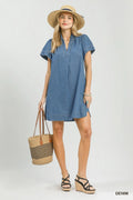 Darla Denim Ruffle V-Neck Dress