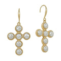 RG Cross Round Smashed Pearl Earrings