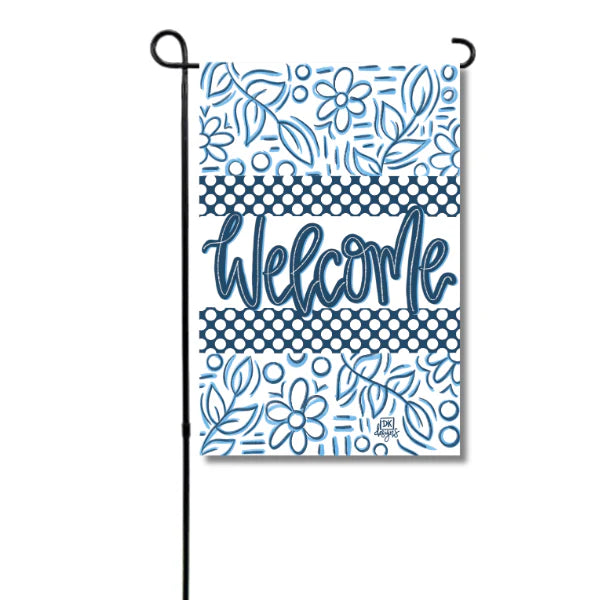 DK Blue and White Welcome Garden Glam