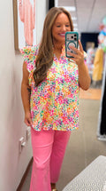 Curvy Caroline Confetti Ruffle Top