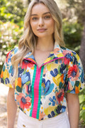 Fiona Floral Quarter Zip Top