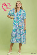Franni Folk Art Print Midi Dress