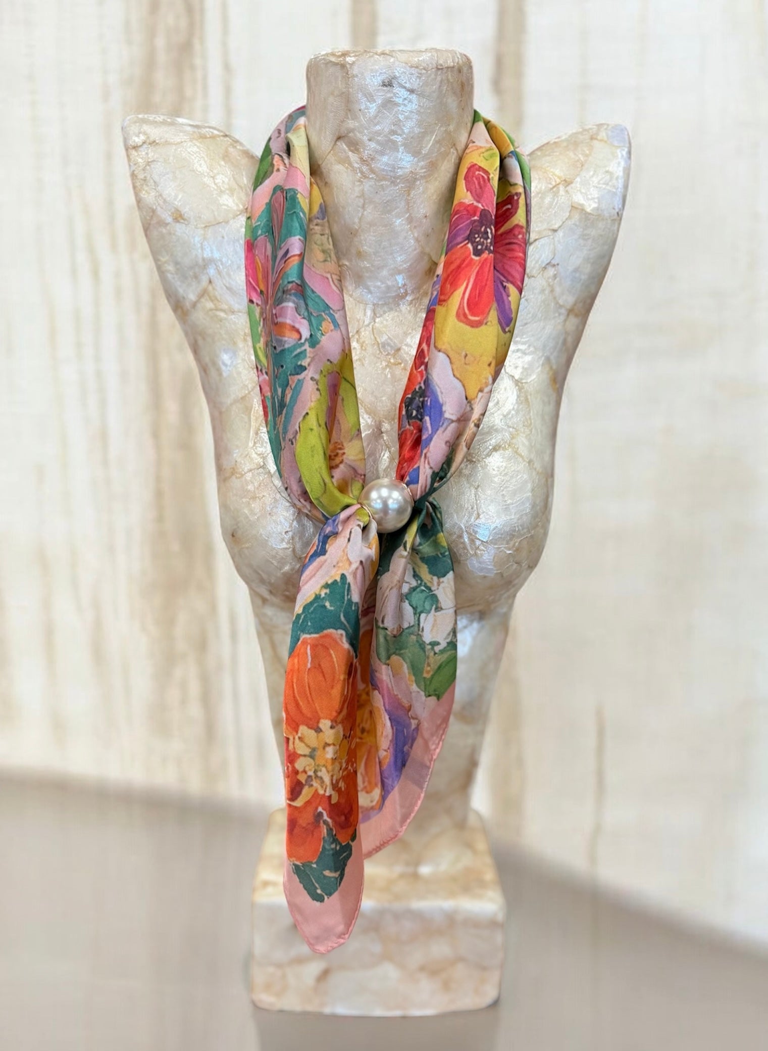 Summer Floral Long Magnent Clasp Scarf Necklace