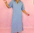 Curvy Blakely Adrienne Navy Gingham Midi Dress