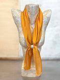 Gold Long Scarf Necklace With Pearl Magnetic Clasp