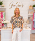 Hailey Honey Mix Printed Yoke Top