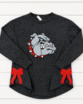 Leopard UGA Patch French Terry Sweatshirt with Side Bow Details