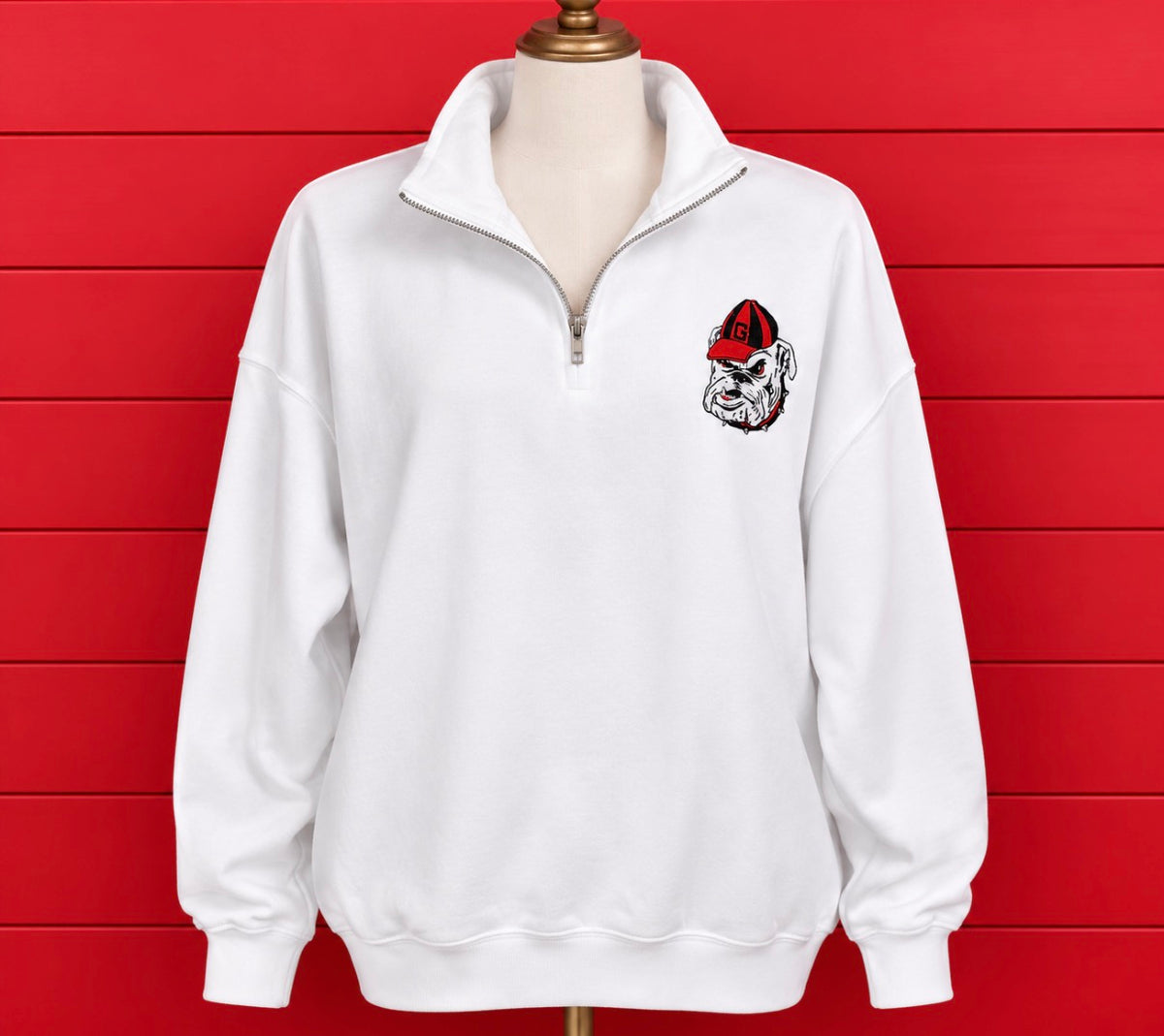 White Vintage Dawgs Embroidered Quarter Zips