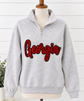 Georgia Glam Patch Ash Grey Quarter Zip