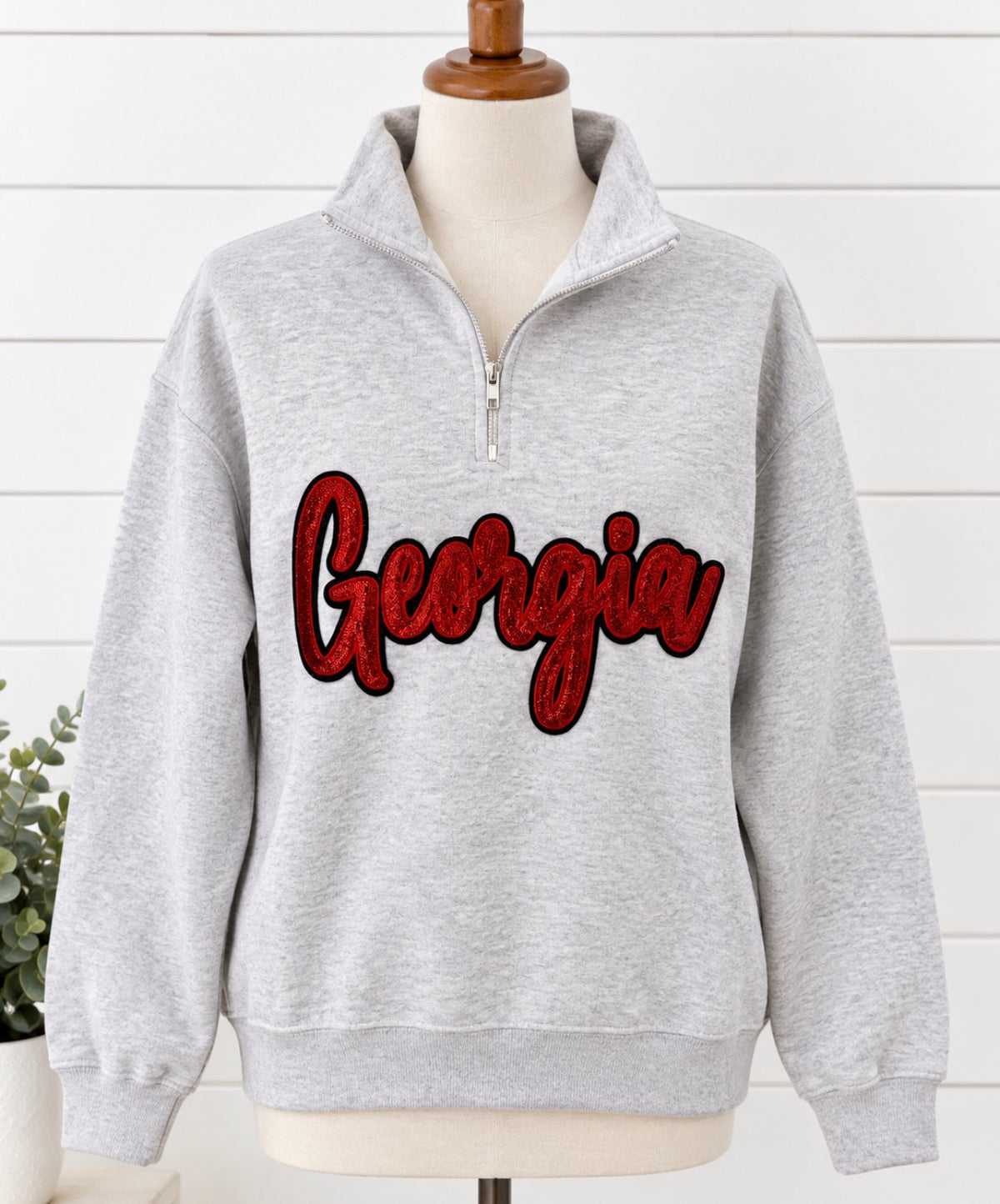 Georgia Glam Patch Ash Grey Quarter Zip