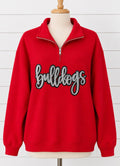 Glitter Bulldog Patch Red Quarter Zip