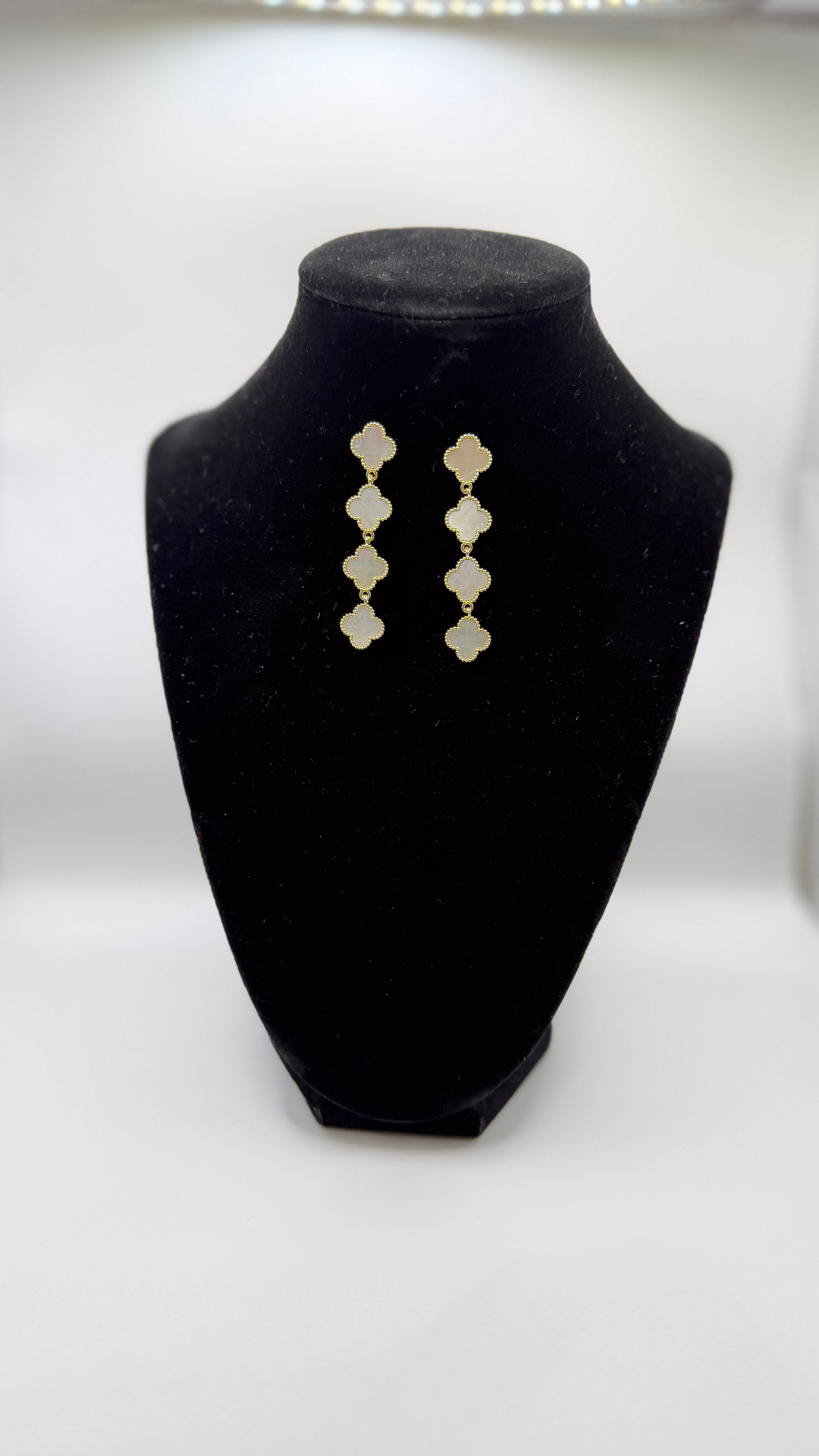 RG White Clover Dangle Earrings