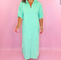 Adrienne Blakely Green Gingham Maxi Dress