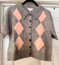 Lisa Pink and Grey Sweater Cardigan Top