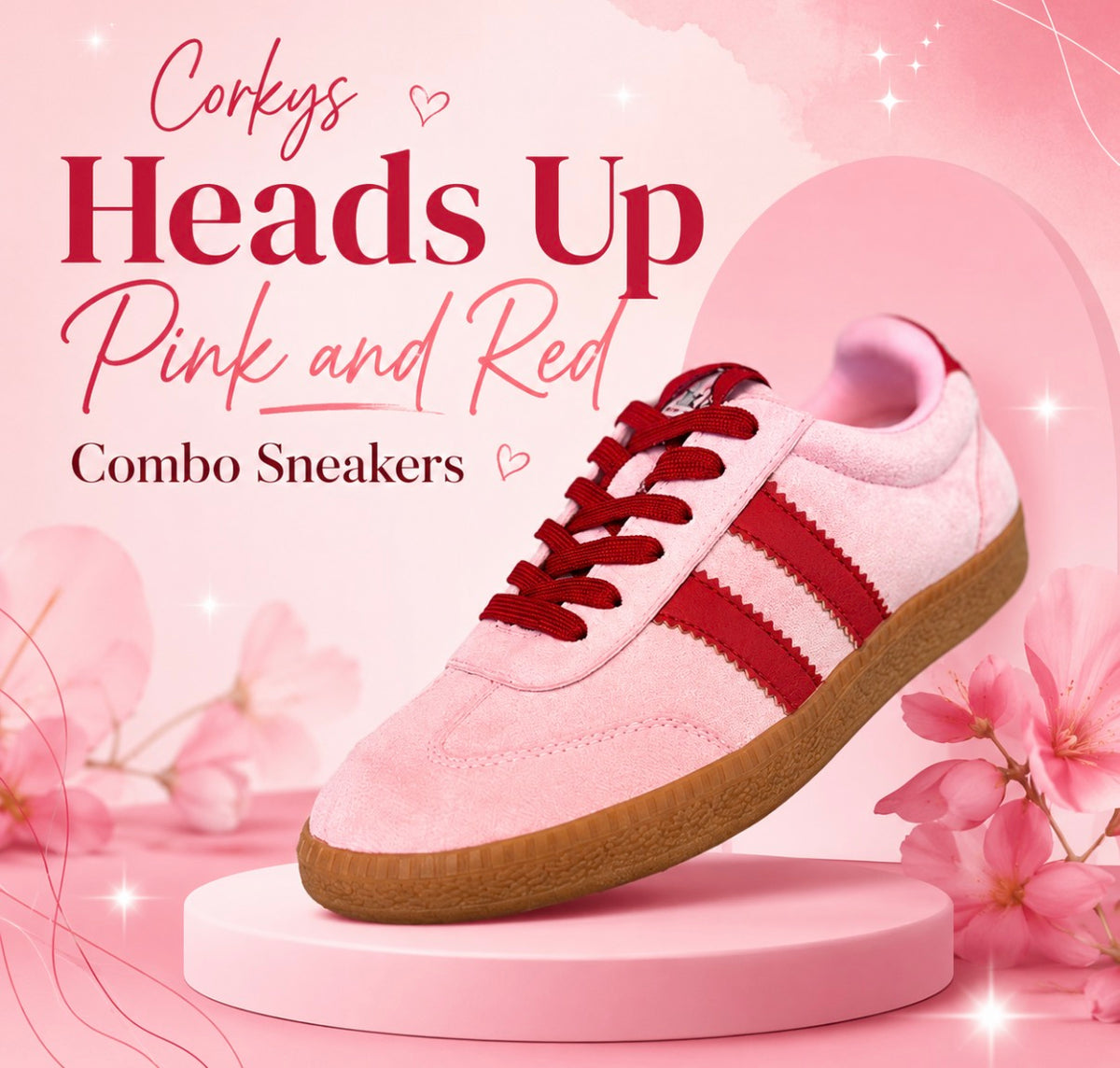Corkys Heads Up Pink and Red Combo Sneakers